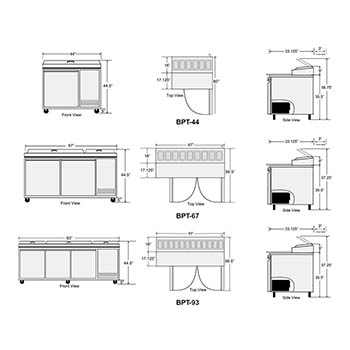 Bison Refrigeraton Pizza Units Schematics Design