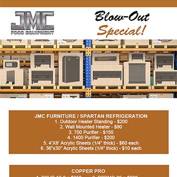 JMC Food Equipment Blowout Sale Flyer Design and Print Production